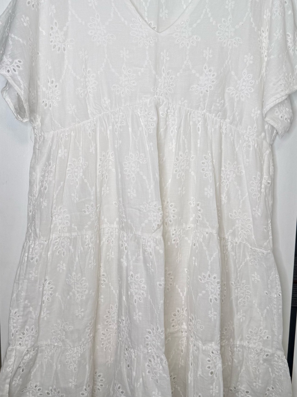 Coco + Carmen White Eyelet Babydoll Dress L/XL Boho Cottagecore